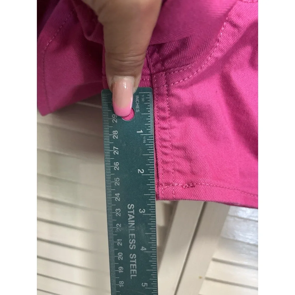 Old Navy Hot Pink Denim Short Size 6 Zip Button Mid Rise Summer Beach‎